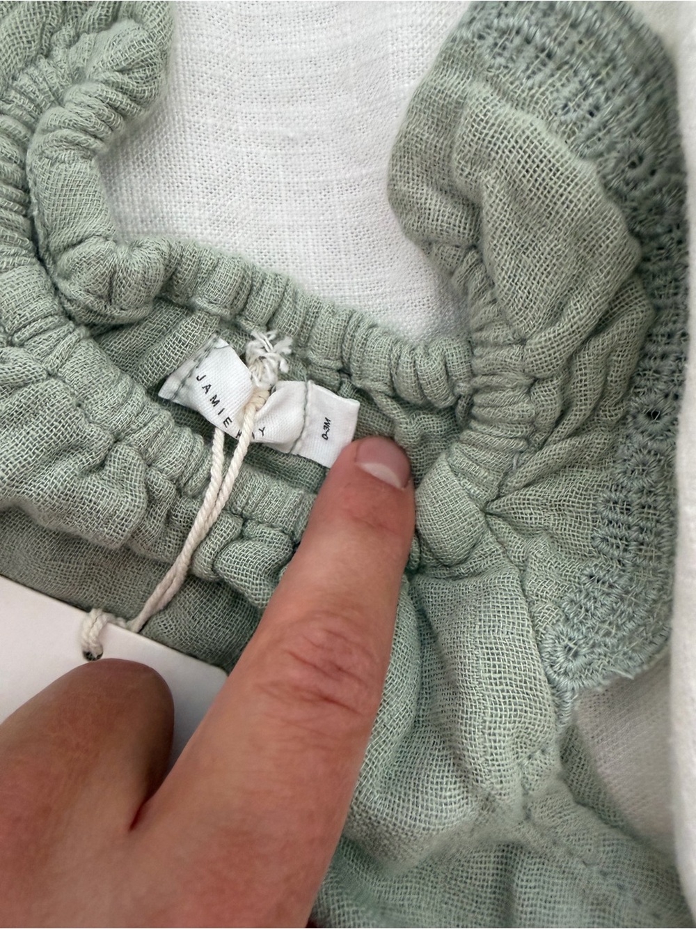 Jamie Kay Light Sage Green Muslin Baby Romper - Picture 2 of 2